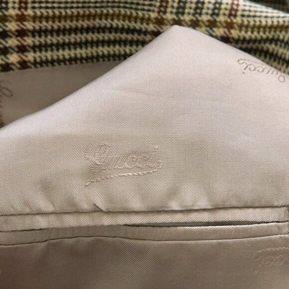 GUCCI Glen Plaid Cashmere Men's Vintage Blazer, Size 52 R, Made in Italy - Picture 10 of 14